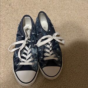 Stylish Blue Canvas Sneakers with White Laces